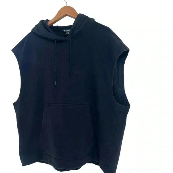 Athleta Black Retroplush Cocoon Sleeveless Pullover Hoodie Sweatshirt Size 1X - Picture 1 of 5